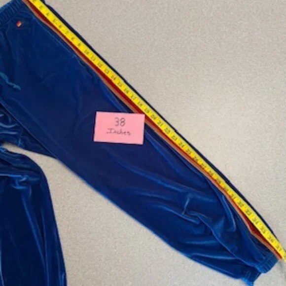Aviator Nation Stripes Velvet Sweatpants In Vintage Blue Size L - Picture 6 of 6